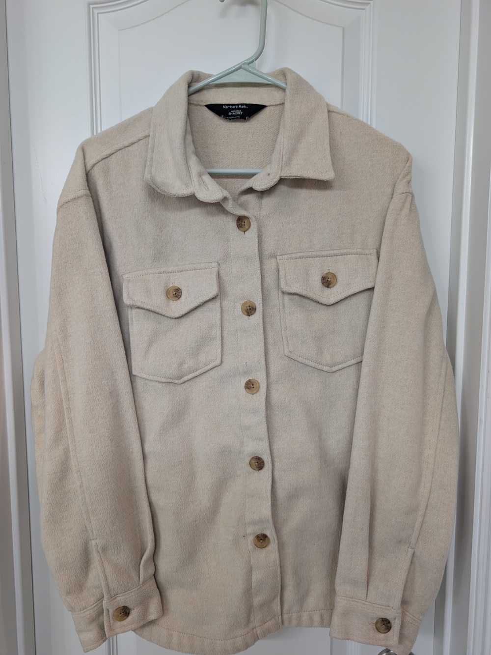Cream Utility Shacket with Button-Front - Picture 2 of 4